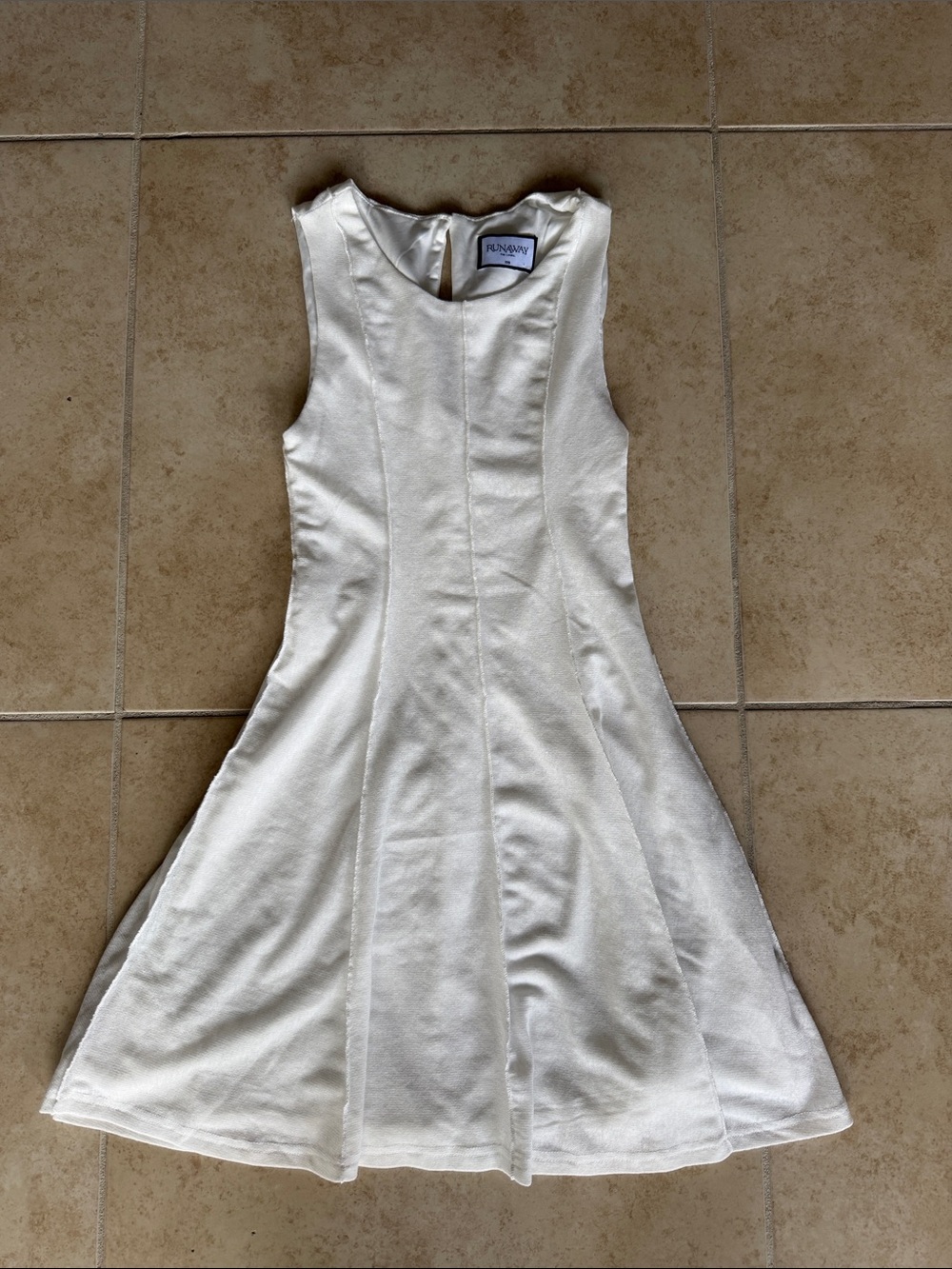 XXS Runaway the Label Ivory Sleeveless Fit-and-Flare Dress